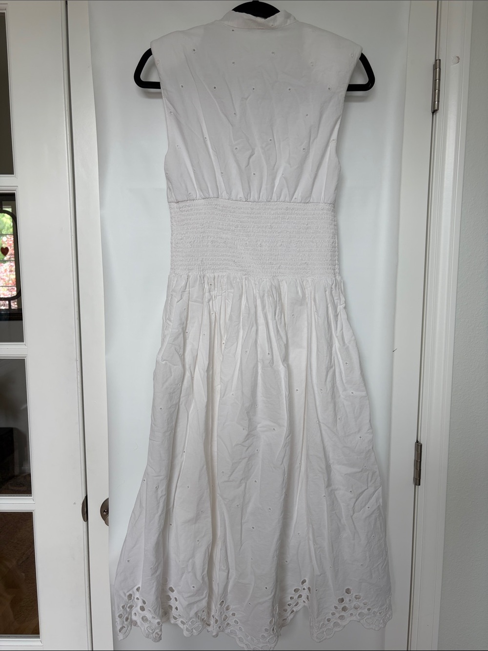 Anthropologie Maeve The Tommie Cap-Sleeve Smocked Front-Zip Shirt Dress Eyelet M - Picture 10 of 12